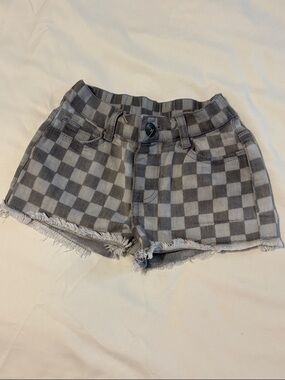 Baby 18m Gray Checkered Distressed Denim Shorts